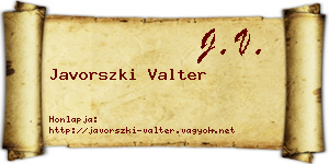 Javorszki Valter névjegykártya